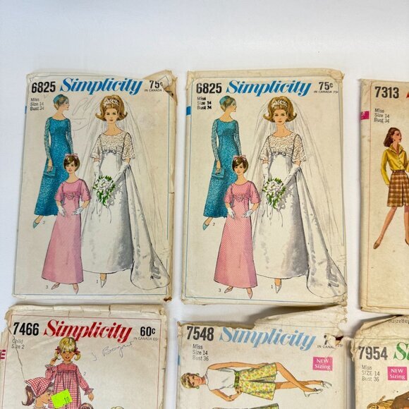 Simplicity Lot of 8 Vintage Sewing Patterns 6825 7313 7161 7954 6975 7466 7548 - Picture 2 of 6